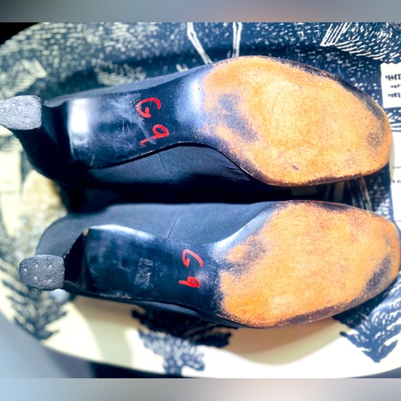 🖤 Vintage 🖤 Black Grosgrain Satin Cross Strap Mary Jane Heels Rhinestone 7 1/2 - Picture 9 of 10